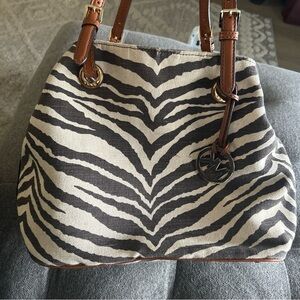 Michael Kors Black and Cream Zebra Shoulder Bag